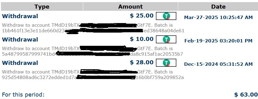 Get $63 investment return from luxioprofit，Manual payment
